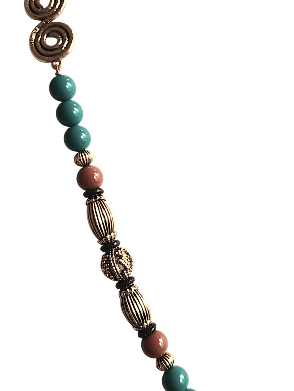 Teal, Gold, & Brown Beads Long Necklace | 1928 Brand | 39" Long | NWOT - Picture 4 of 6